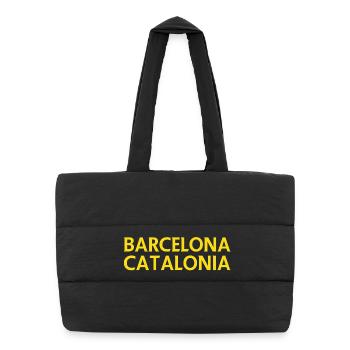 Barcelona – Catalonia Lyric Design - Puffer Shopping Bag - black - Front