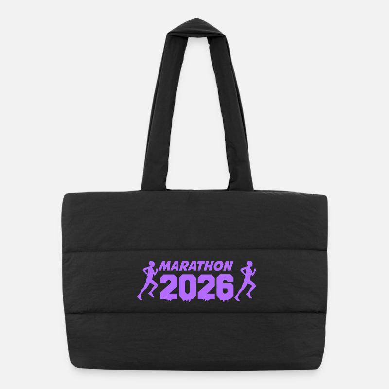 Marathon 2026 Runner Silhouettes Puffer Shopping Bag