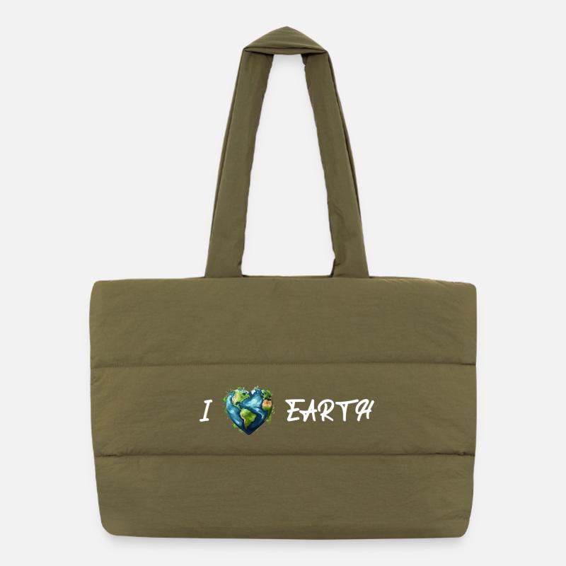 J’aime la terre blanche Sac shopping matelassé