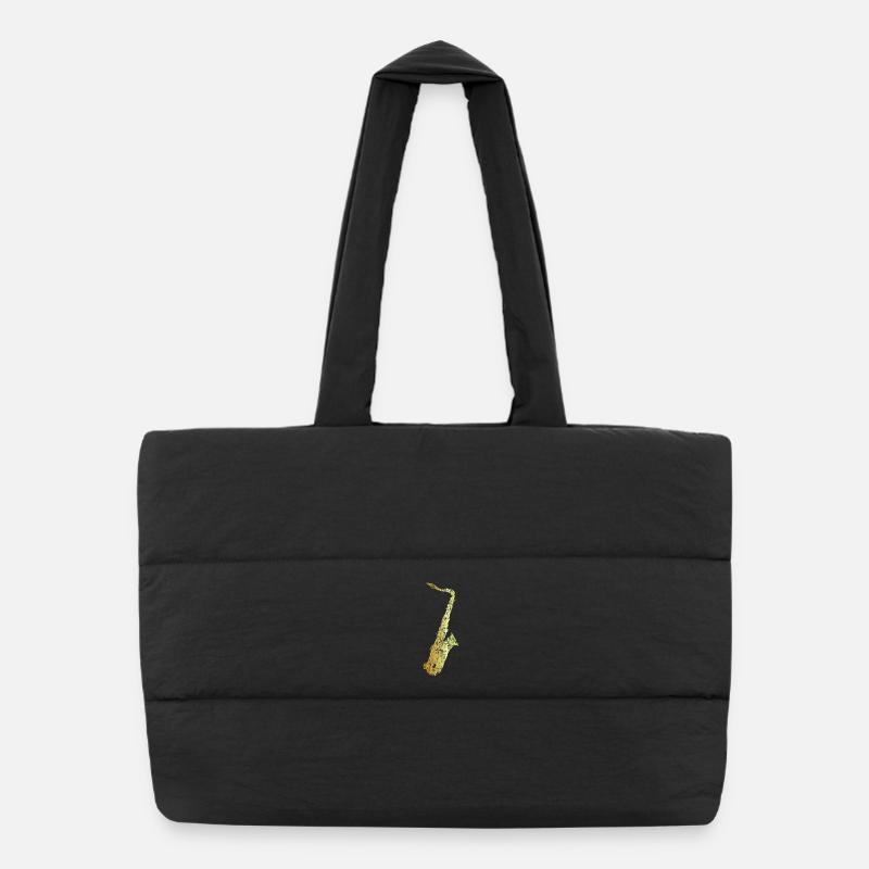 Tenor Saxophone (Ancient Gold) - Puffer Shopping Bag - black