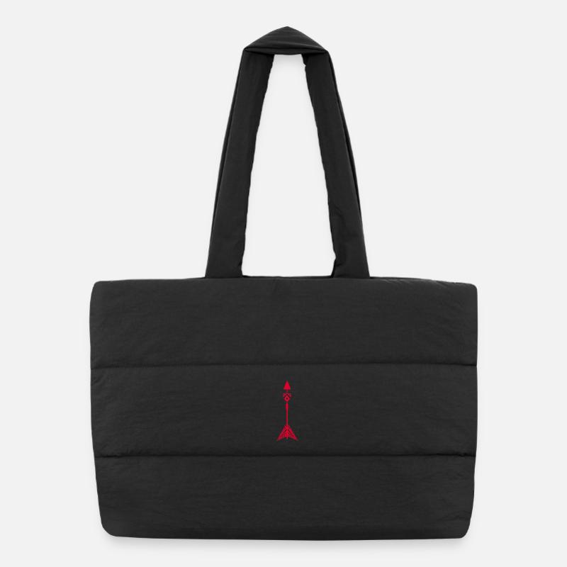 Symbole rouge d'une flèche amérindienne Sac shopping matelassé