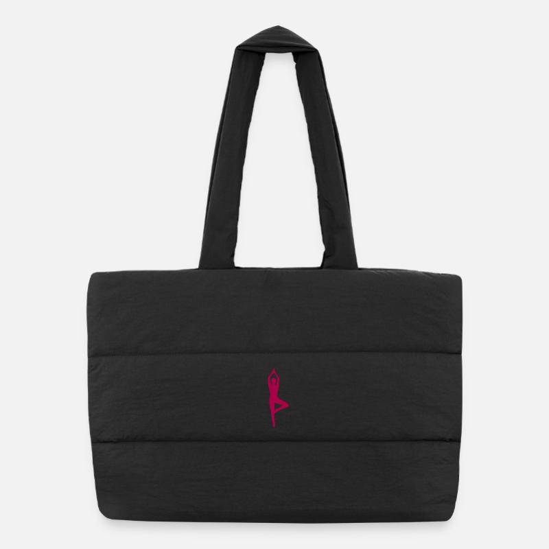 Yoga Forms Silhouettes - Puffer Shopping Bag - black