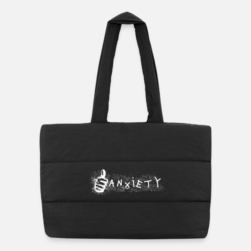 L’anxiété lève le pouce, ironique conception de la santé mentale. Sac shopping matelassé