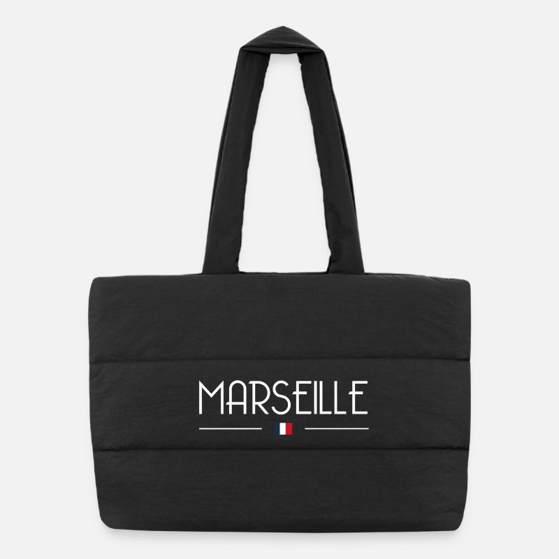 Marseille - Sac shopping matelassé - noir