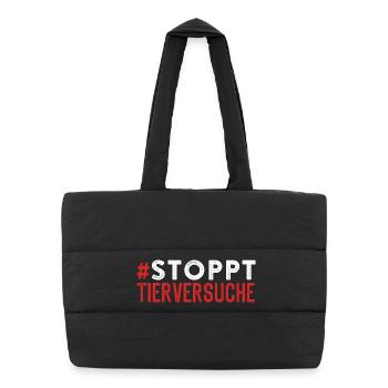 Expérimentation animale STOPS EXPÉRIMENTATION ANIMALE Lustigse - Sac shopping matelassé - noir - Devant