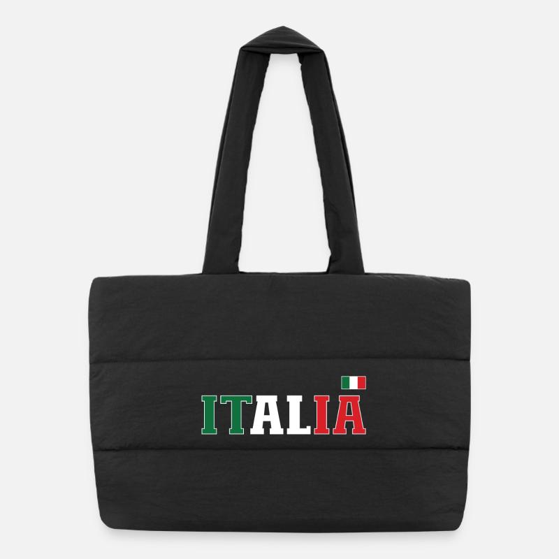 Italy Flag - Puffer Shopping Bag - black