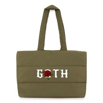 Gothic, Gothic-Thema mit roter Rose - Puffer-Einkaufstasche - safari Green - Vorne