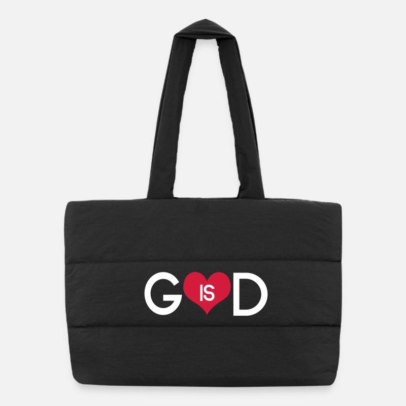God Is Love Heart – Minimalistischer christlicher Geist Puffer-Einkaufstasche