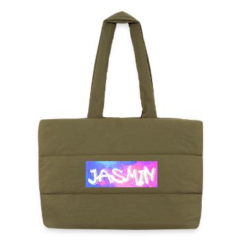 Jasmin Name Gift Gift Idea Galaxy - Puffer Shopping Bag - safari green - Front