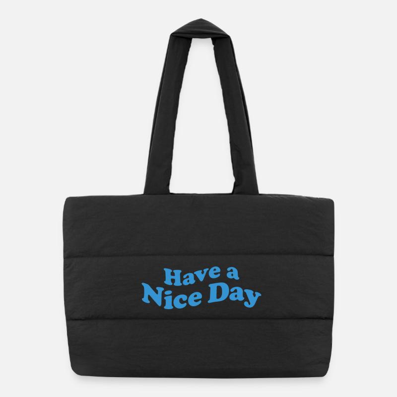 nice day - Puffer-Einkaufstasche - Schwarz