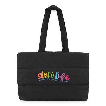 Slow Life - Puffer Shopping Bag - black - Front