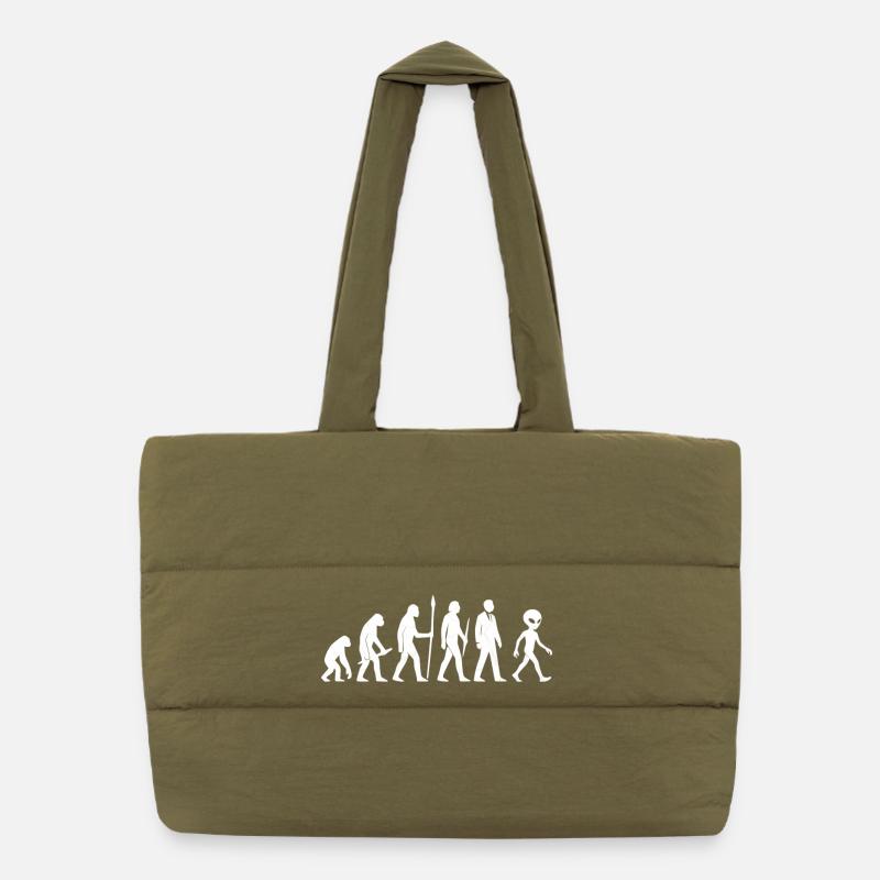 From Ape to Alien – Evolution Reloaded Puffer-Einkaufstasche