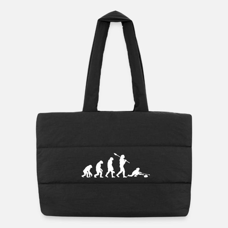 Evolution of Curling Winter Sports Iced Hobby Puffer Shopping Bag