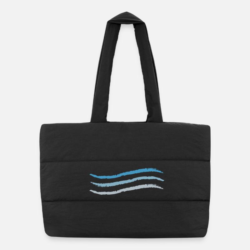 3 lignes sales vague bleue à grise Sac shopping matelassé