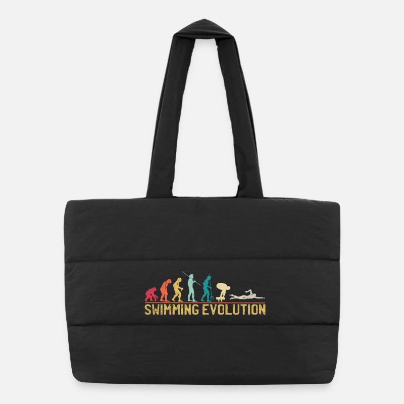 Schwimmen Evolution Fortschritt Illustration Puffer-Einkaufstasche