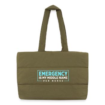 Emergency Nurse Ambulance - Puffer Shopping Bag - safari green - Front