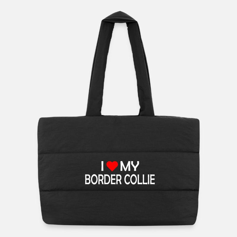 J’adore mon Border Collie - Sac shopping matelassé - noir