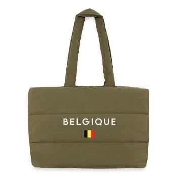 Drapeau de la Belgique, fierté belge - Sac shopping matelassé - safari green - Devant