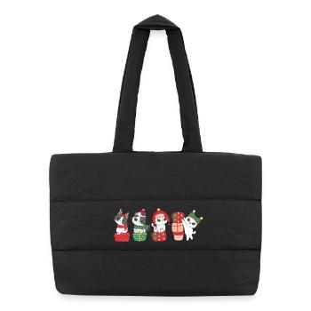 Chat à Noël - Sac shopping matelassé - noir - Devant