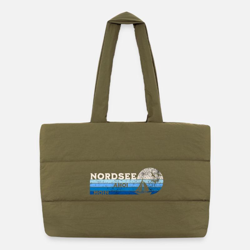 North Sea Sailboat and Seagulls Puffer Shopping Bag