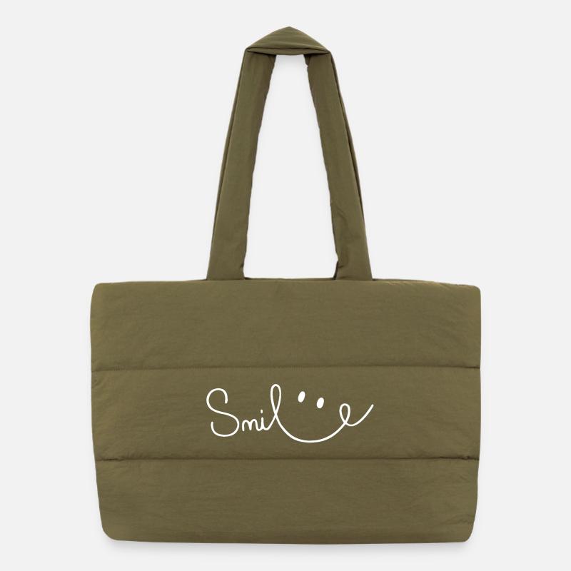 Smile Sourire Script Brush Puffer-Einkaufstasche
