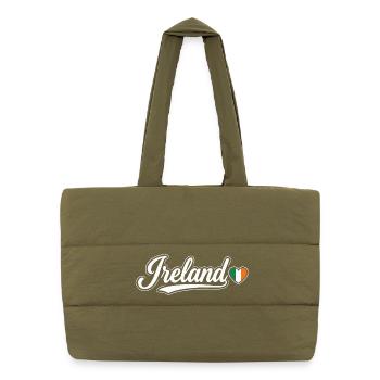 Scénario irlandais avec un cœur de drapeau Fan patriotique - Sac shopping matelassé - safari green - Devant
