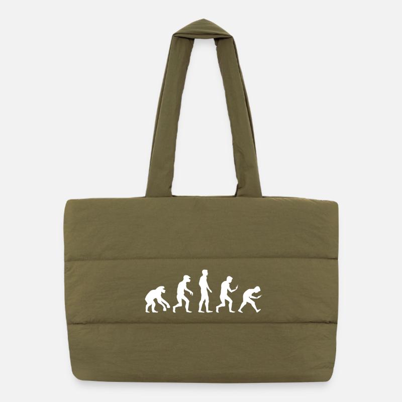 funny evolution smartphone mobile phone addiction logo Puffer Shopping Bag