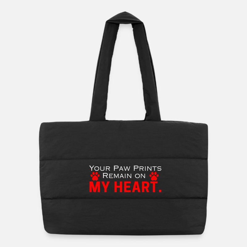 Des empreintes de pattes restent sur mon cœur - Sac shopping matelassé - noir