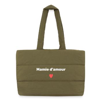 Mamie d'Amour Coeur - Sac shopping matelassé - safari green - Devant