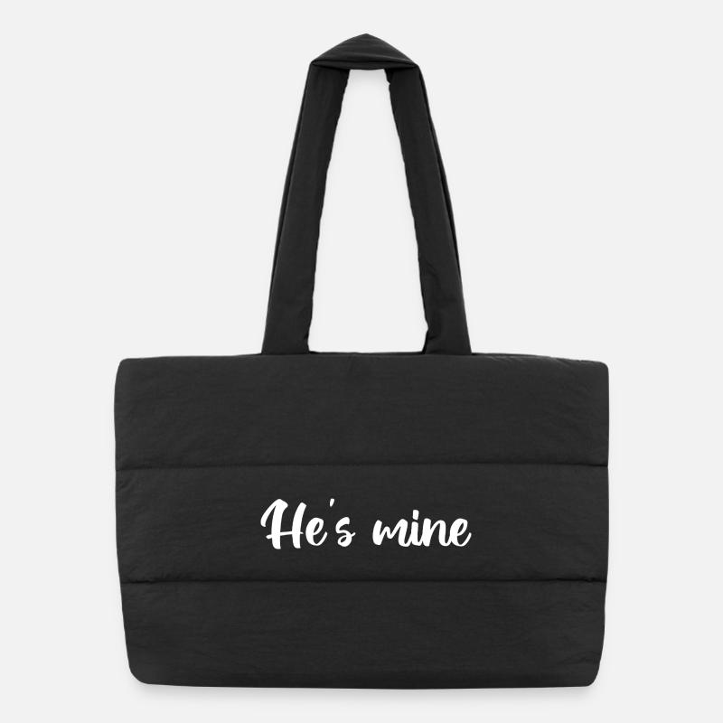 He's mine – handschriftliche Kalligraphie - Puffer-Einkaufstasche - Schwarz