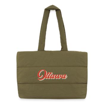 Calgary Kanada Schriftzug – Retro Typografie - Puffer-Einkaufstasche - safari Green - Vorne