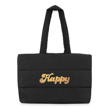 Happy Gold Squiggles Cursive Happiness Quotes - Puffer Shopping Bag - black - Front