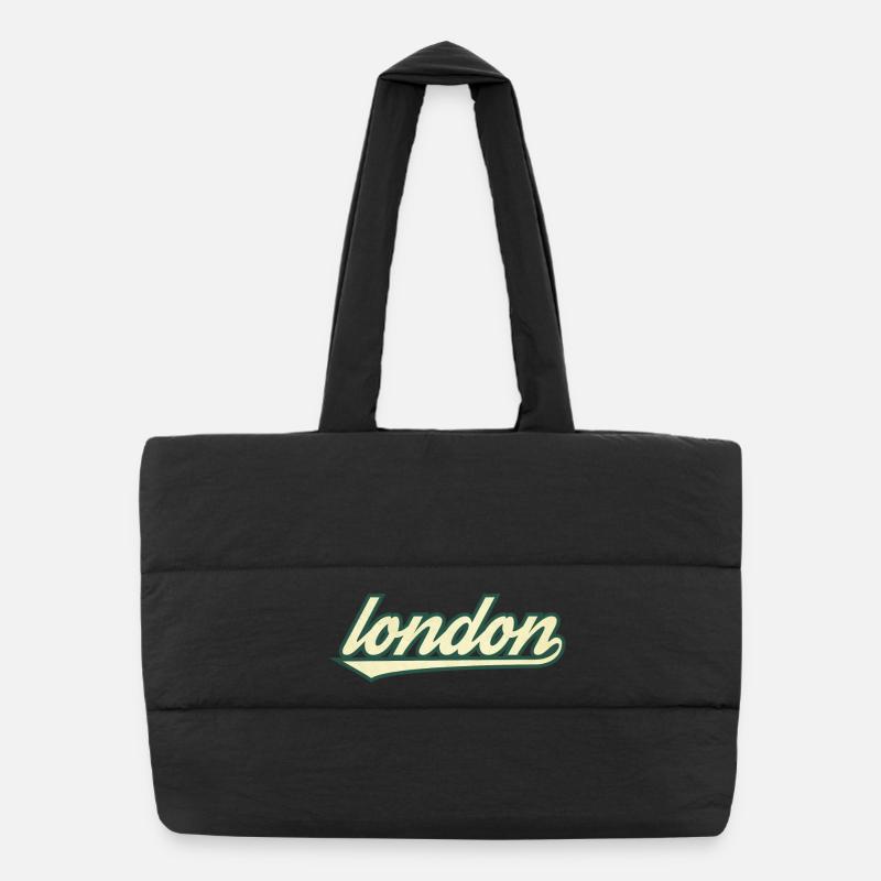 London Retro Lettering Tee Puffer Shopping Bag