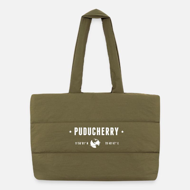 PUDUCHERRY Coordonnées Géographiques Stylisées Sac shopping matelassé
