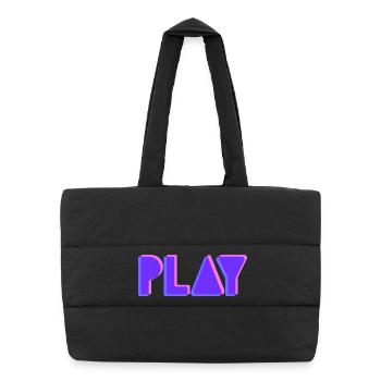 Press Play – Musik Party DJ Shirt Club Style - Puffer-Einkaufstasche - Schwarz - Vorne
