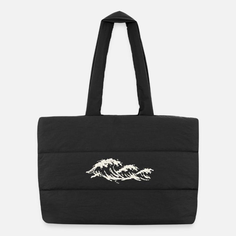 Ocean Waves - Minimalist Graphics Puffer Shopping Bag