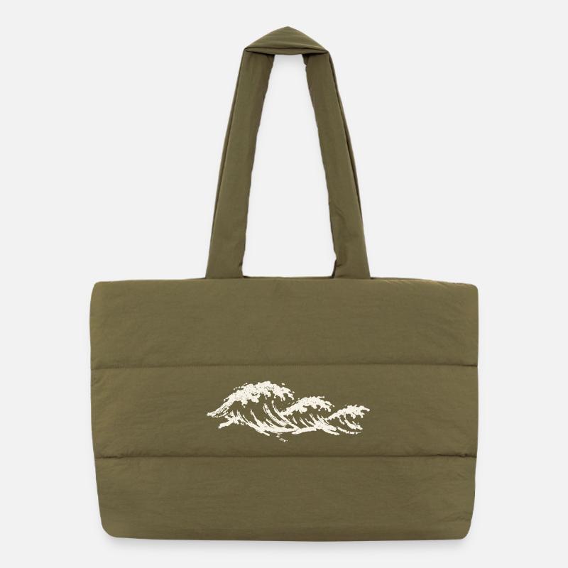 Ocean Waves - Minimalist Graphics Puffer Shopping Bag