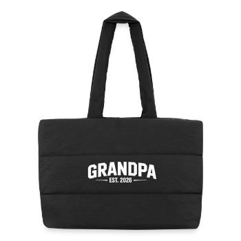Opa 2026 T-Shirt – Werdender Großvater - Puffer-Einkaufstasche - Schwarz - Vorne