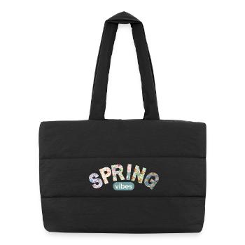 Flower Letters / Farbenfrohes Blumendesign - Puffer-Einkaufstasche - Schwarz - Vorne