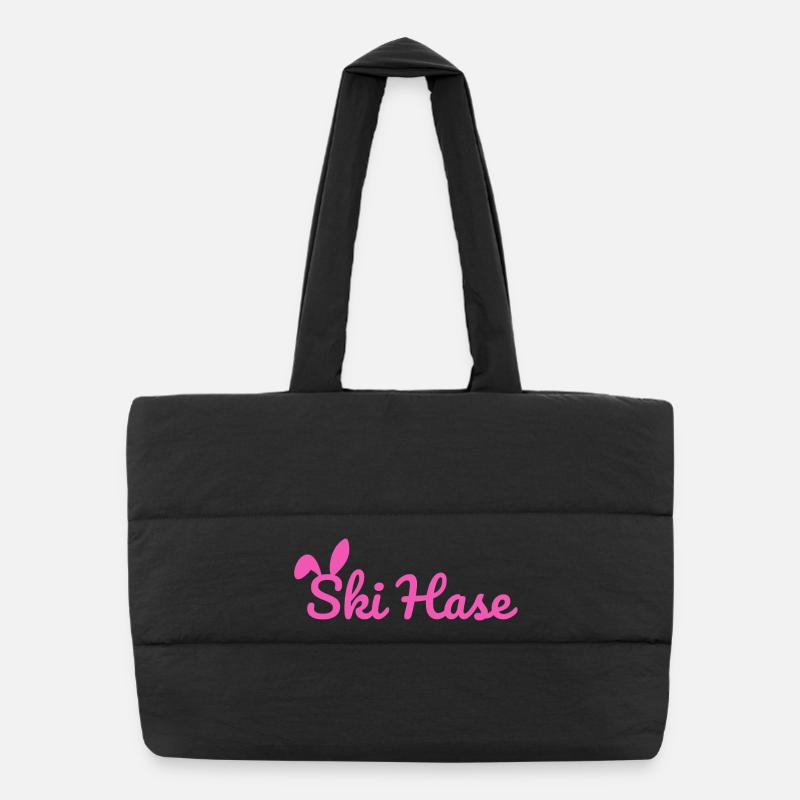 Ski Rabbit Ski Party Snow Winter Slope pink Puffer Shopping Bag
