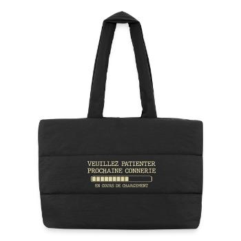 Veuillez patienter prochaine connerie - Sac shopping matelassé - noir - Devant