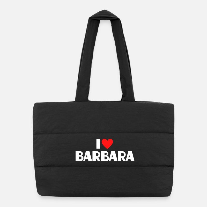 J'aime Barbara Red Heart Romantic Name Fan Sac shopping matelassé
