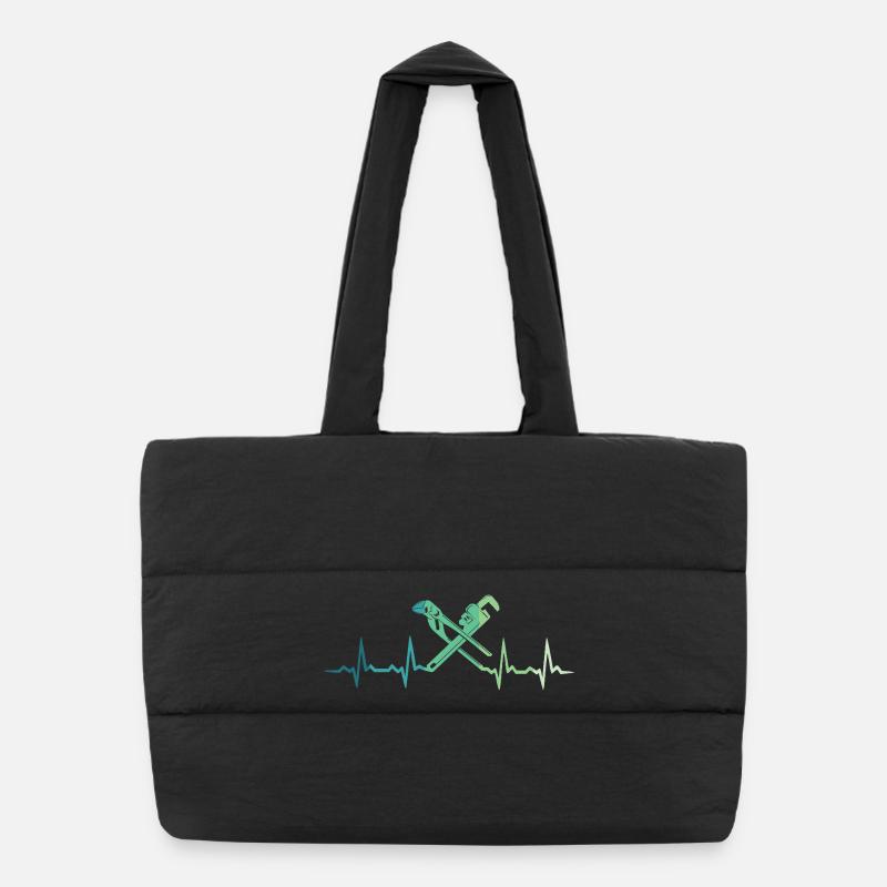 Heating engineer, plumber's heartbeat Puffer Shopping Bag