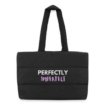 Lettrage parfaitement imparfait - Sac shopping matelassé - noir - Devant