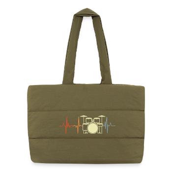 I love rock, music, palpitations - Puffer Shopping Bag - safari green - Front