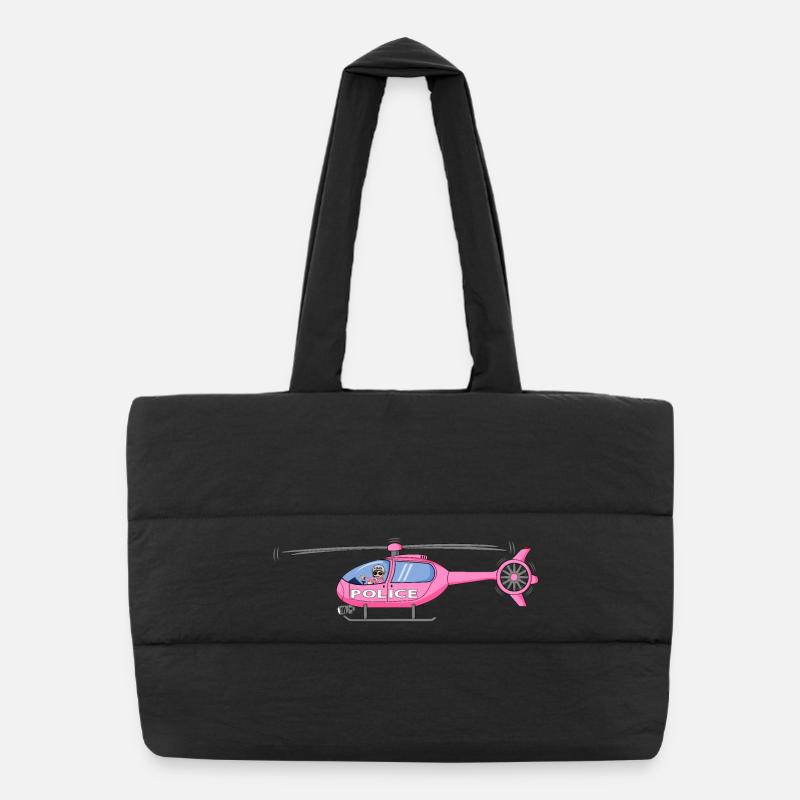 Hélicoptère de la police en rose Sac shopping matelassé