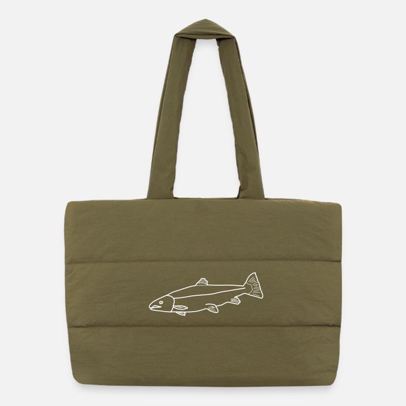 Lachs lineart Puffer-Einkaufstasche