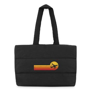 Pilote d’avion Aviateur aérien aérien rétro - Sac shopping matelassé - noir - Devant