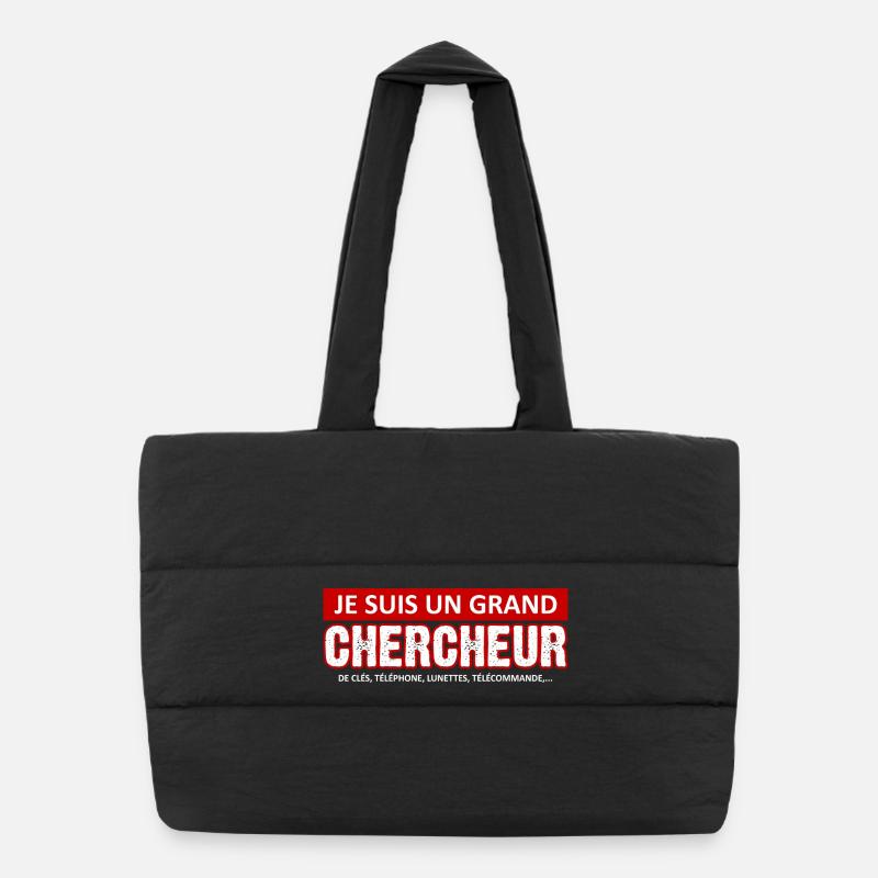 je suis un grand chercheur - Sac shopping matelassé - noir