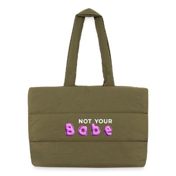 Not Your Babe. Minimal Gen Z Statement - Puffer Shopping Bag - safari green - Front